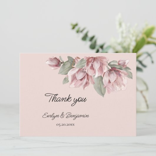 Elegant Dusty roos blush bruiloft Bedankkaart (Staand voorkant)