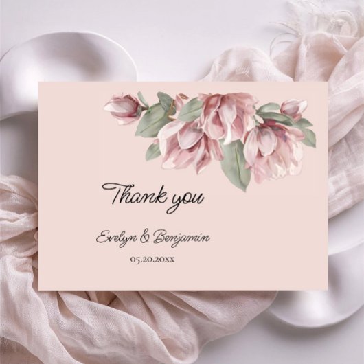 Elegant Dusty roos blush bruiloft Bedankkaart