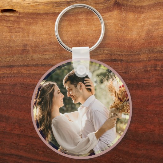 Elegant Dusty Roos Blush Photo Wedding Favor Sleutelhanger (Voorkant)