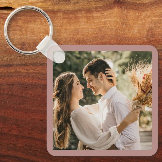 Elegant Dusty Roos Blush Photo Wedding Favor Sleutelhanger (Voorkant)