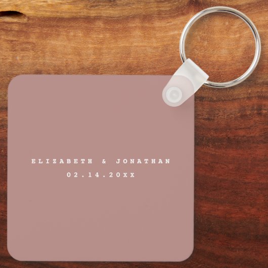 Elegant Dusty Roos Blush Photo Wedding Favor Sleutelhanger (Achterkant)