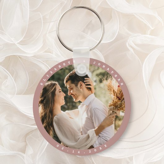 Elegant Dusty Roos Blush Photo Wedding Favor Sleutelhanger