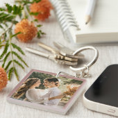 Elegant Dusty Roos Blush Photo Wedding Favor Sleutelhanger (Voorkant Rechts)