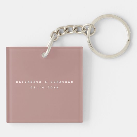 Elegant Dusty Roos Blush Photo Wedding Favor Sleutelhanger (Achterkant)