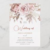 Elegant Dusty Roos Blush Spring Wedding Roos Gold Folie Uitnodiging (Voorkant)