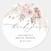 Elegant Dusty Roos Blush Vrijgezellenfeest Dank u Ronde Sticker (Voorkant)