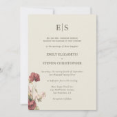 Elegant Dusty Roos Boho Monogrammed Wedding Kaart (Voorkant)