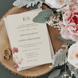 Elegant Dusty Roos Boho Monogrammed Wedding Kaart