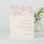 Elegant Dusty Roos Botanical Orchid Sketch Wedch W Kaart (Staand voorkant)