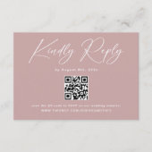 Elegant Dusty Roos Bruiloft RSVP QR Code Informatiekaartje (Voorkant)