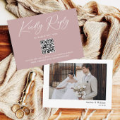 Elegant Dusty Roos Bruiloft RSVP QR Code Informatiekaartje