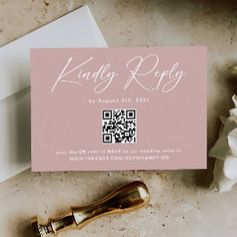 Elegant Dusty Roos Bruiloft RSVP QR Code Informatiekaartje