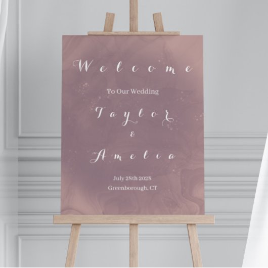 Elegant Dusty Roos bruiloft Welkomstbord Poster