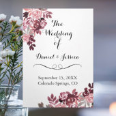 Elegant Dusty Roos Burgundy Floral Wedding Program Drieluik Programma