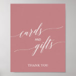 Elegant Dusty Roos Calligrafie Kaarten & cadeaubor Poster<br><div class="desc">Dit elegante, stoffige roos kalligrafiekaarten en cadeaubord is perfect voor een eenvoudige bruiloft of vrijgezellenfeest. Het neutrale ontwerp is voorzien van een minimalistisch teken dat is gedecoreerd met romantische en grillige typografie op een stoffige roze achtergrond. De lijn van tekst bij de bodem van het teken kan met de datum,...</div>