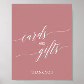 Elegant Dusty Roos Calligrafie Kaarten & cadeaubor Poster (Voorkant)