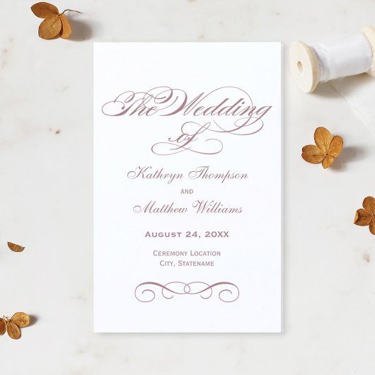 Elegant Dusty Roos Calligraphy Wedding Ceremony