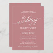 Elegant Dusty Roos Calligraphy Wedding Kaart (Voorkant / Achterkant)