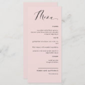 Elegant Dusty Roos Calligraphy Wedding/Reception Menu (Voorkant / Achterkant)