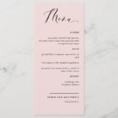Elegant Dusty Roos Calligraphy Wedding/Reception Menu (Voorkant)