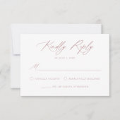 Elegant Dusty Roos Calligraphy Wedding RSVP Kaartje (Voorkant)