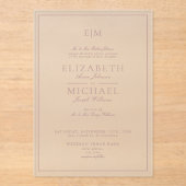 Elegant Dusty Roos Classic Script Monogram Weddens Acryl Uitnodigingen (Voorkant)