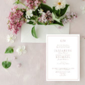 Elegant Dusty Roos Classic Script Monogram Weddens Kaart