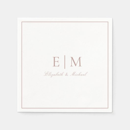 Elegant Dusty Roos Classic Script Monogram Weddens Servet (Voorkant)