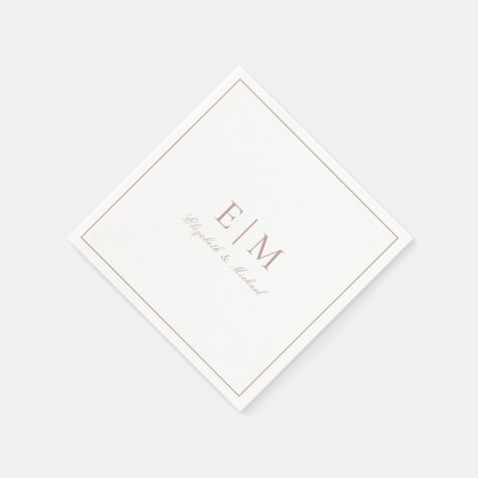 Elegant Dusty Roos Classic Script Monogram Weddens Servet (Hoek)