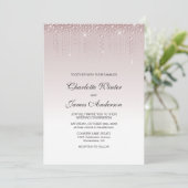 Elegant Dusty Roos Diamonds Wedding Kaart (Staand voorkant)