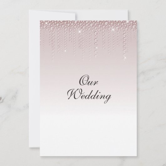 Elegant Dusty Roos Diamonds Wedding Kaart (Achterkant)