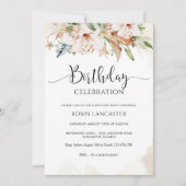 Elegant Dusty Roos en Beige Floral Birthday Kaart (Voorkant)