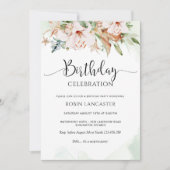 Elegant Dusty Roos en Green Floral Birthday Kaart (Voorkant)