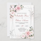 Elegant Dusty Roos en Grey Wedding Invitations Kaart (Voorkant)