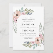 Elegant Dusty Roos en Peach Floral Wedding Kaart (Voorkant)