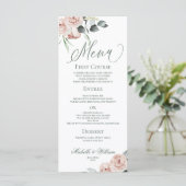 Elegant Dusty Roos Eucalyptus Wedding Menu (Staand voorkant)