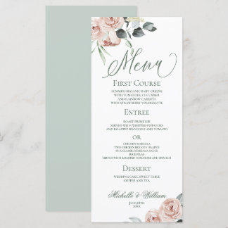 Elegant Dusty Roos Eucalyptus Wedding Menu