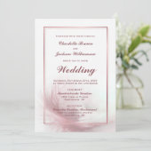 Elegant Dusty Roos Feather Wedding Kaart (Staand voorkant)