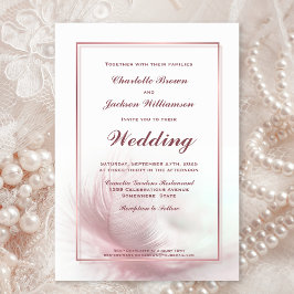 Elegant Dusty Roos Feather Wedding met RSVP Kaart