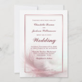 Elegant Dusty Roos Feather Wedding met RSVP Kaart (Voorkant)