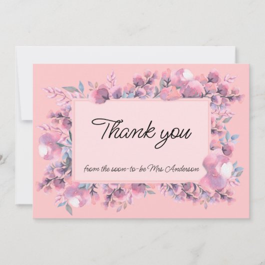 Elegant Dusty Roos Floral Bedankkaart (Voorkant)