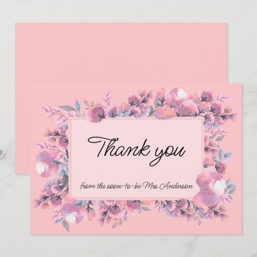 Elegant Dusty Roos Floral Bedankkaart (Voorkant / Achterkant)