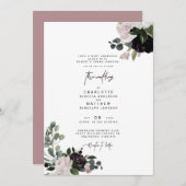 Elegant Dusty Roos Floral Beide ouders bruiloft Kaart (Voorkant / Achterkant)