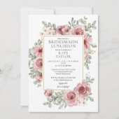 Elegant Dusty Roos Floral Bridesmaids Luncheon Kaart (Voorkant)