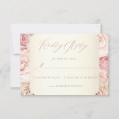 Elegant Dusty Roos Floral Calligraphy Wedding RSVP (Voorkant)