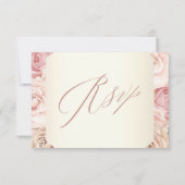 Elegant Dusty Roos Floral Calligraphy Wedding RSVP (Achterkant)