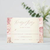 Elegant Dusty Roos Floral Calligraphy Wedding RSVP Kaartje (Staand voorkant)