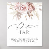 Elegant Dusty Roos Floral Date Jar Bruidsspel Poster (Voorkant)