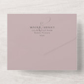 Elegant Dusty Roos Floral QR Code Weddenschap Budg All In One Uitnodiging (Achterkant)