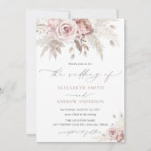 Elegant Dusty Roos Floral Wedding Kaart (Voorkant)